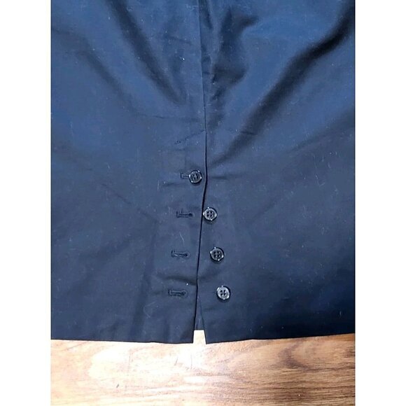 Lauren Ralph Lauren Size 4 Cotton Blend Black‎ Pencil Skirt Back Button Slit - Picture 3 of 4